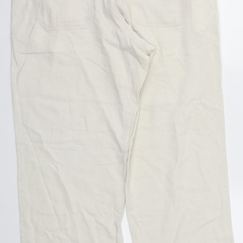 M&S Womens Ivory Houndstooth  Trousers  Size 36 L29 in