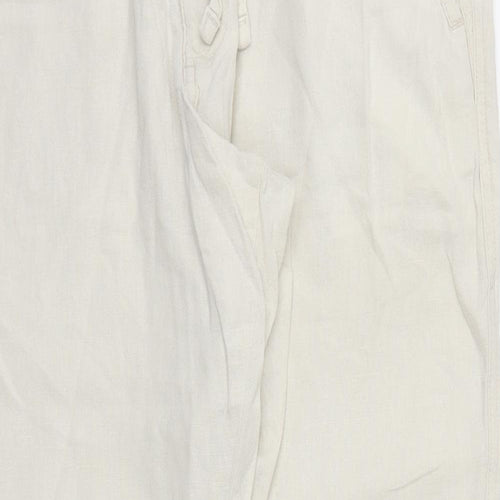 M&S Womens Ivory Houndstooth  Trousers  Size 36 L29 in