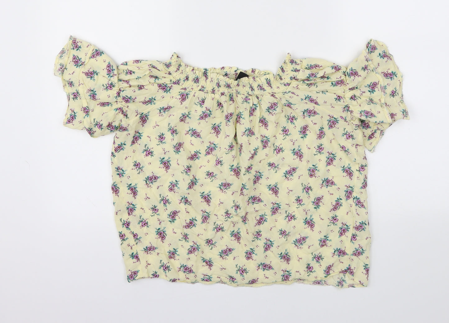 New Look Womens Yellow Floral  Basic T-Shirt Size 8