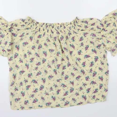 New Look Womens Yellow Floral  Basic T-Shirt Size 8