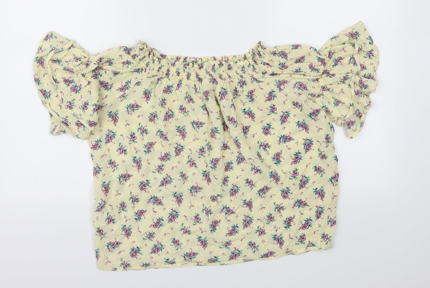 New Look Womens Yellow Floral  Basic T-Shirt Size 8