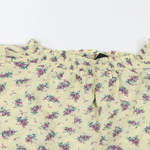 New Look Womens Yellow Floral  Basic T-Shirt Size 8