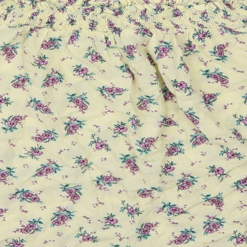 New Look Womens Yellow Floral  Basic T-Shirt Size 8