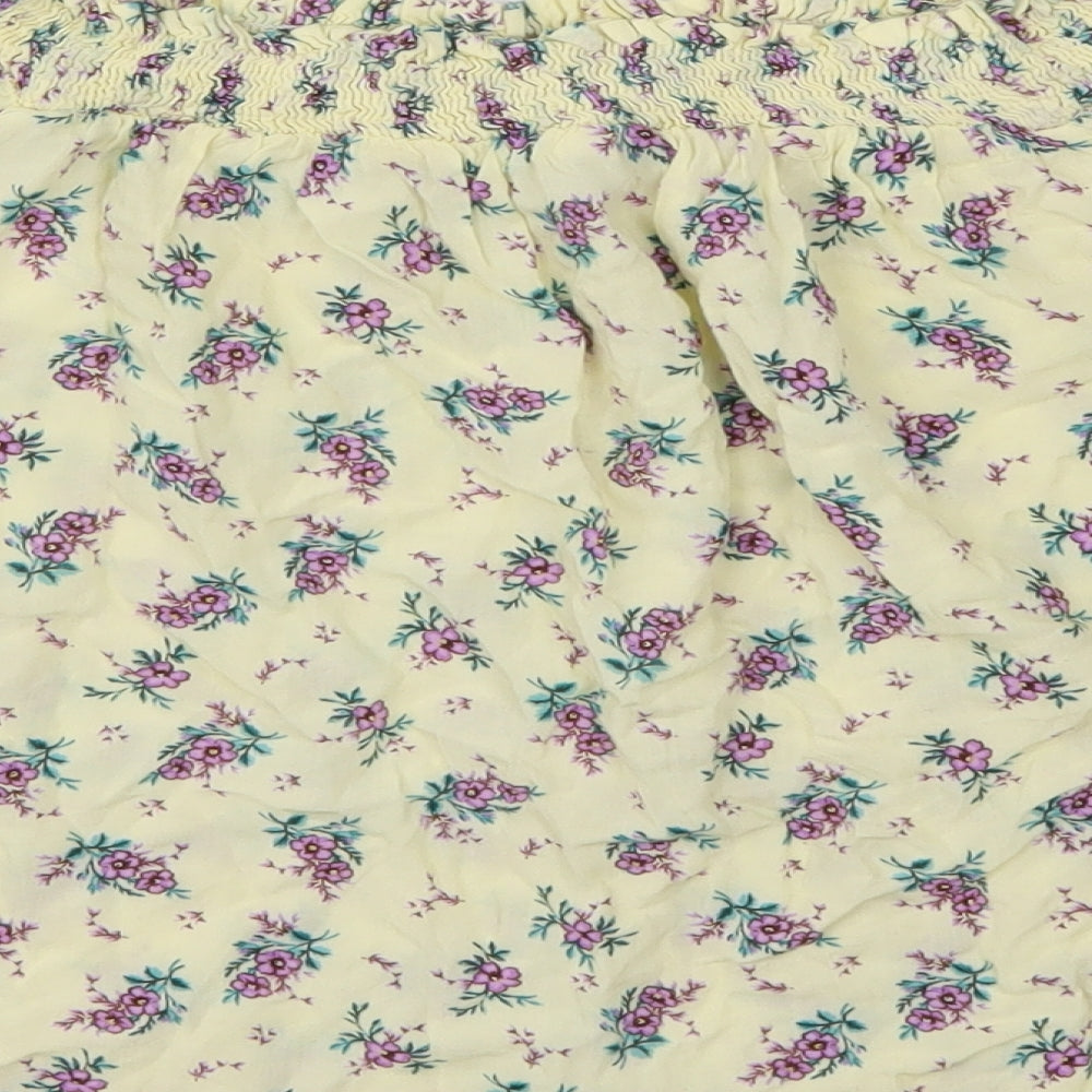 New Look Womens Yellow Floral  Basic T-Shirt Size 8