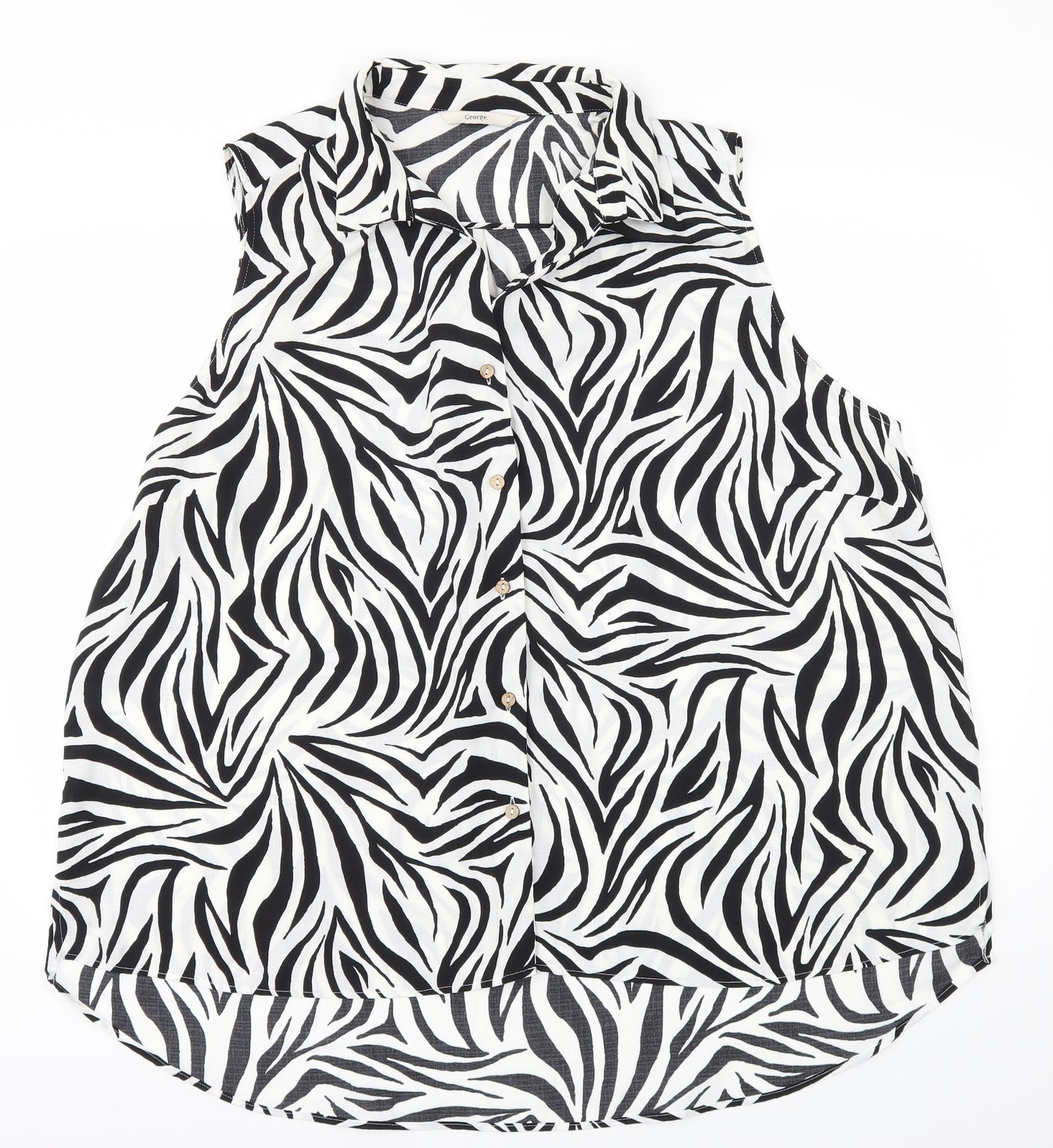 George Womens White Animal Print  Basic Button-Up Size 24
