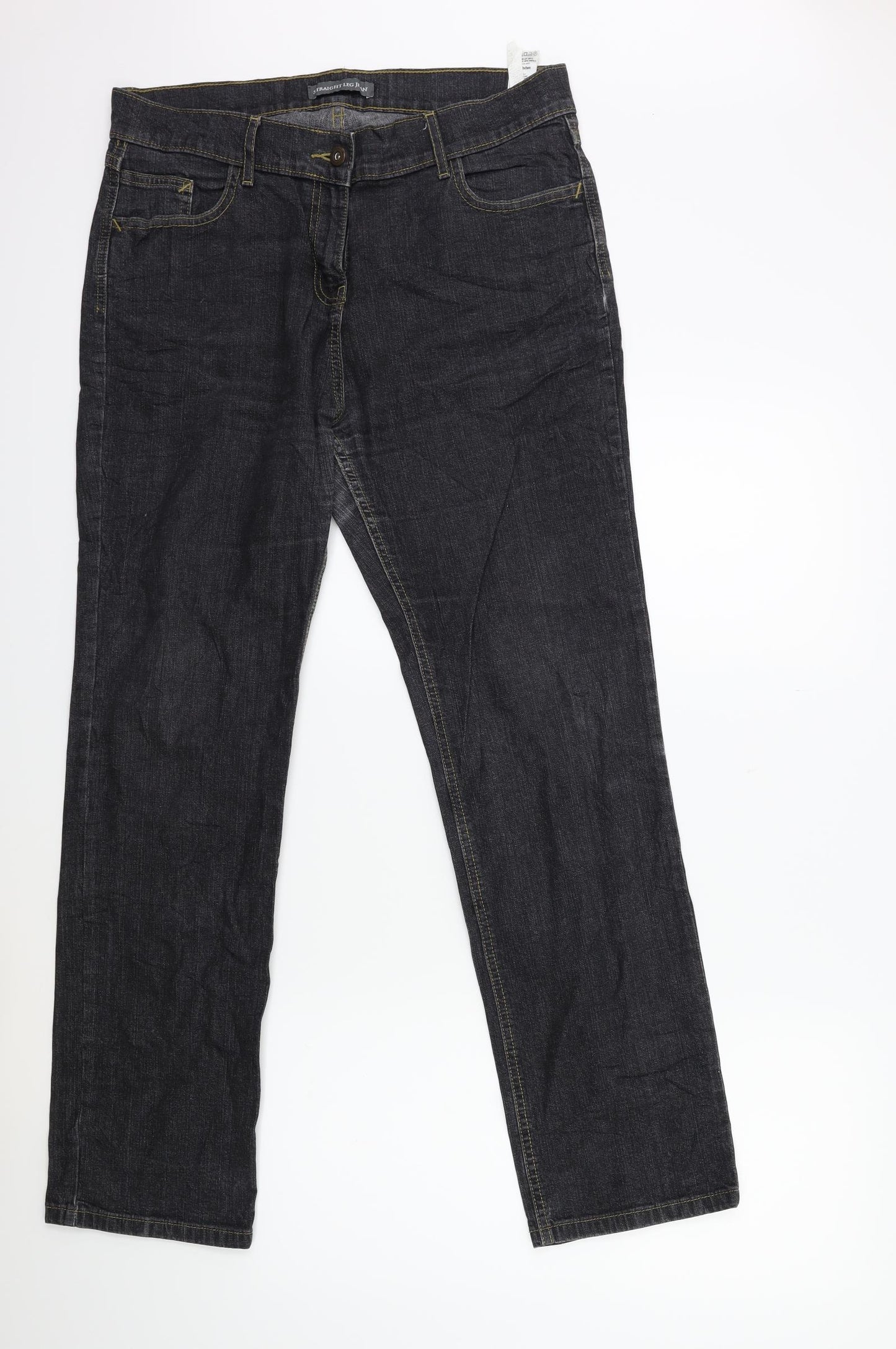 Marks and Spencer Womens Black  Denim Straight Jeans Size 14 L30 in