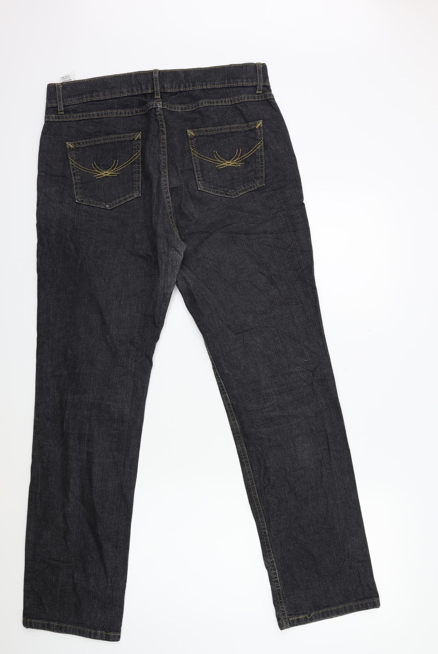 Marks and Spencer Womens Black  Denim Straight Jeans Size 14 L30 in