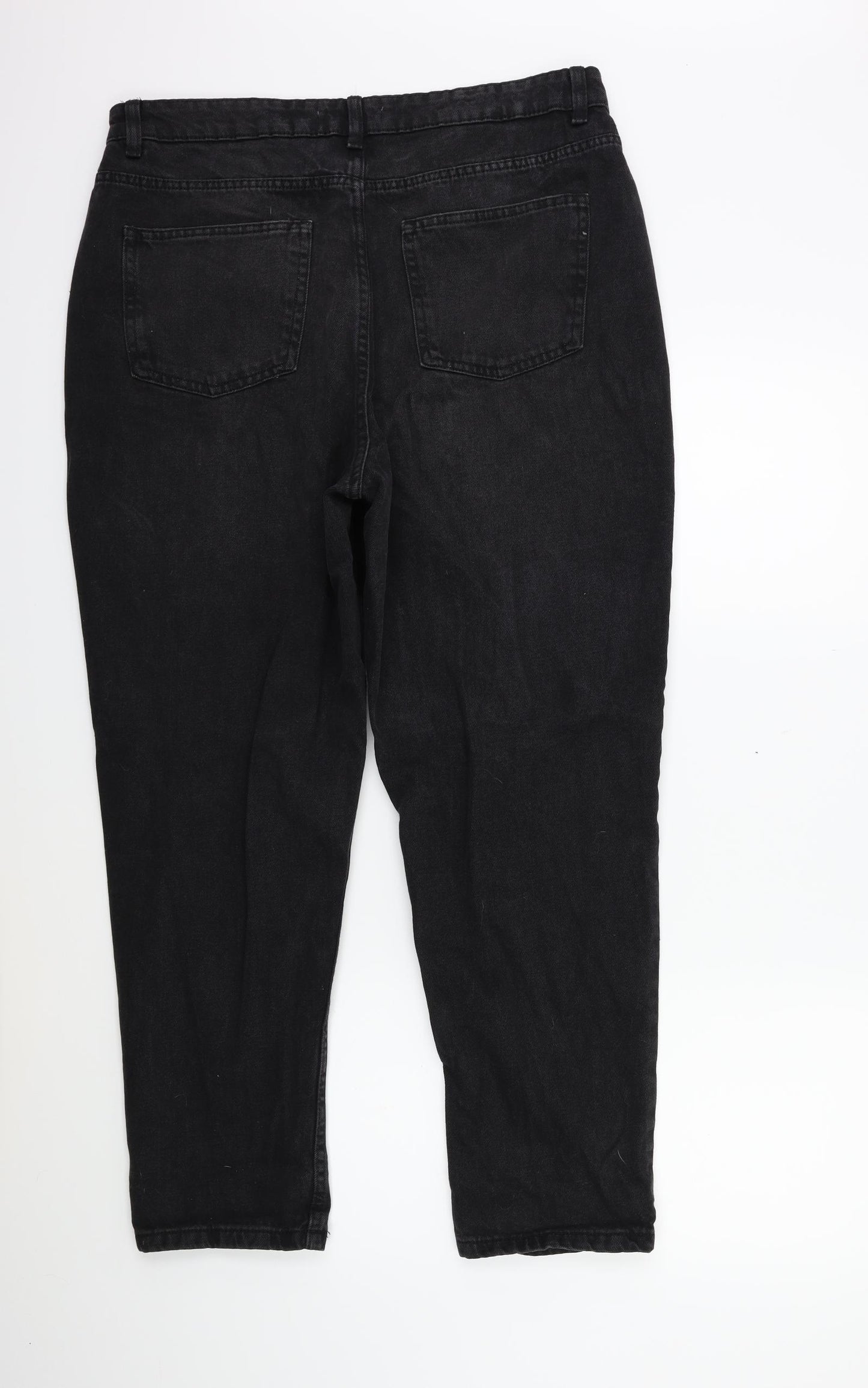 Denim & Co. Womens Black  Denim Mom Jeans Size 16 L28 in