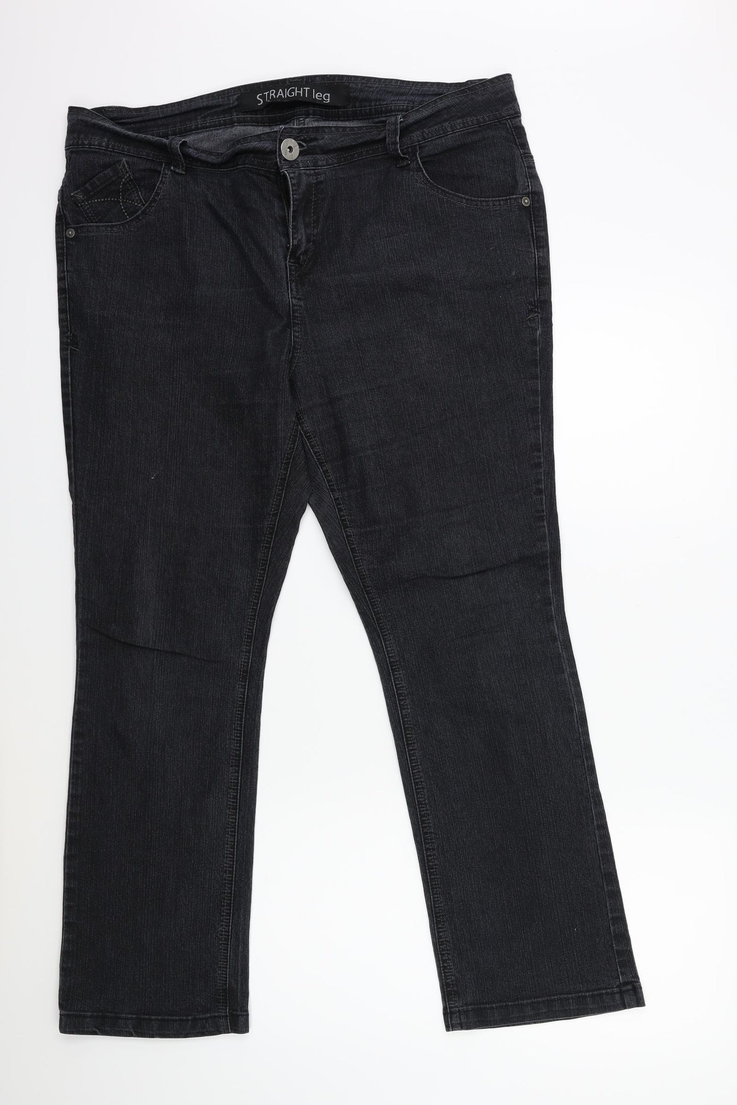 F&F Womens Black  Denim Flared Jeans Size 18 L29 in