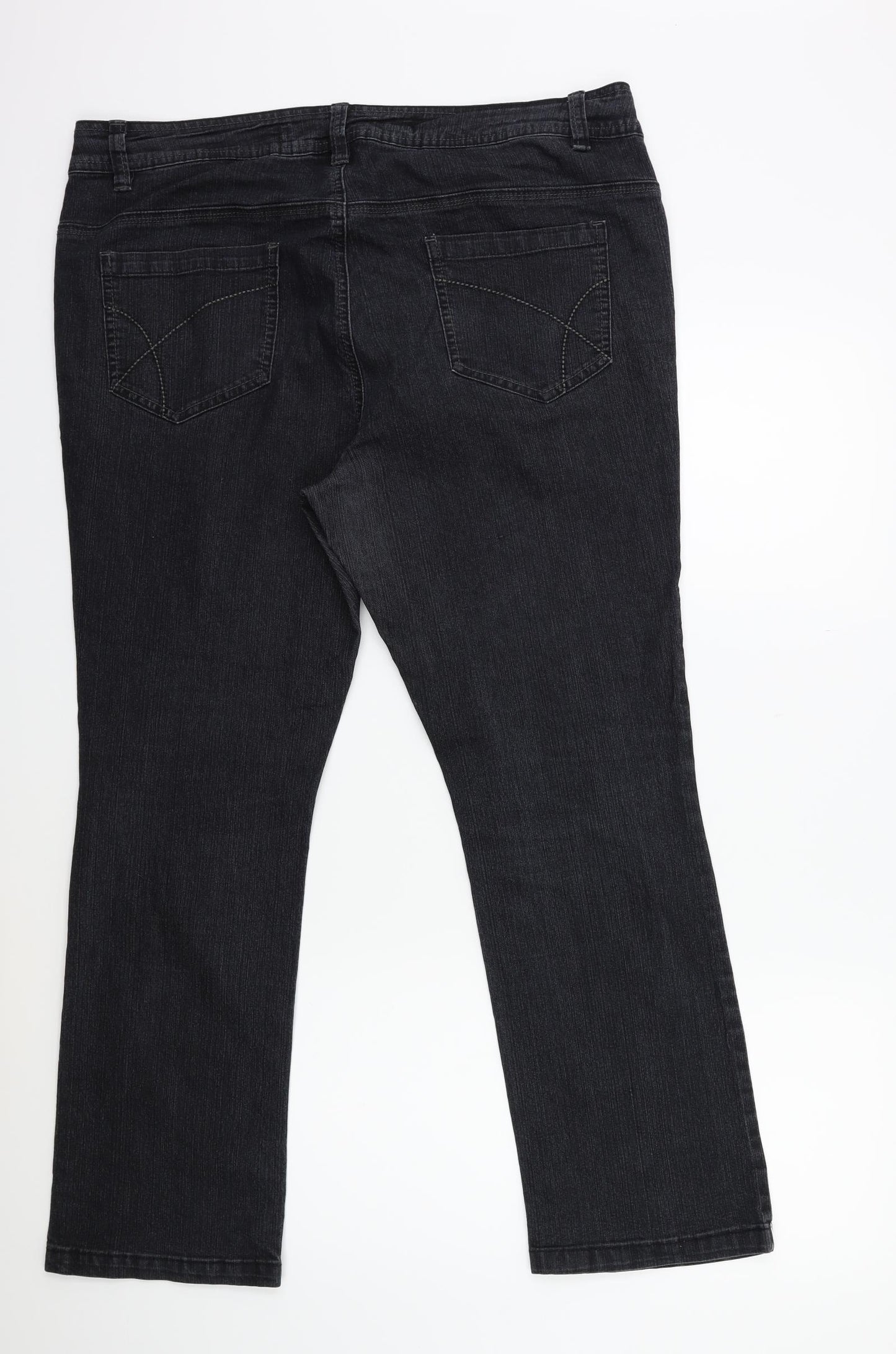 F&F Womens Black  Denim Flared Jeans Size 18 L29 in