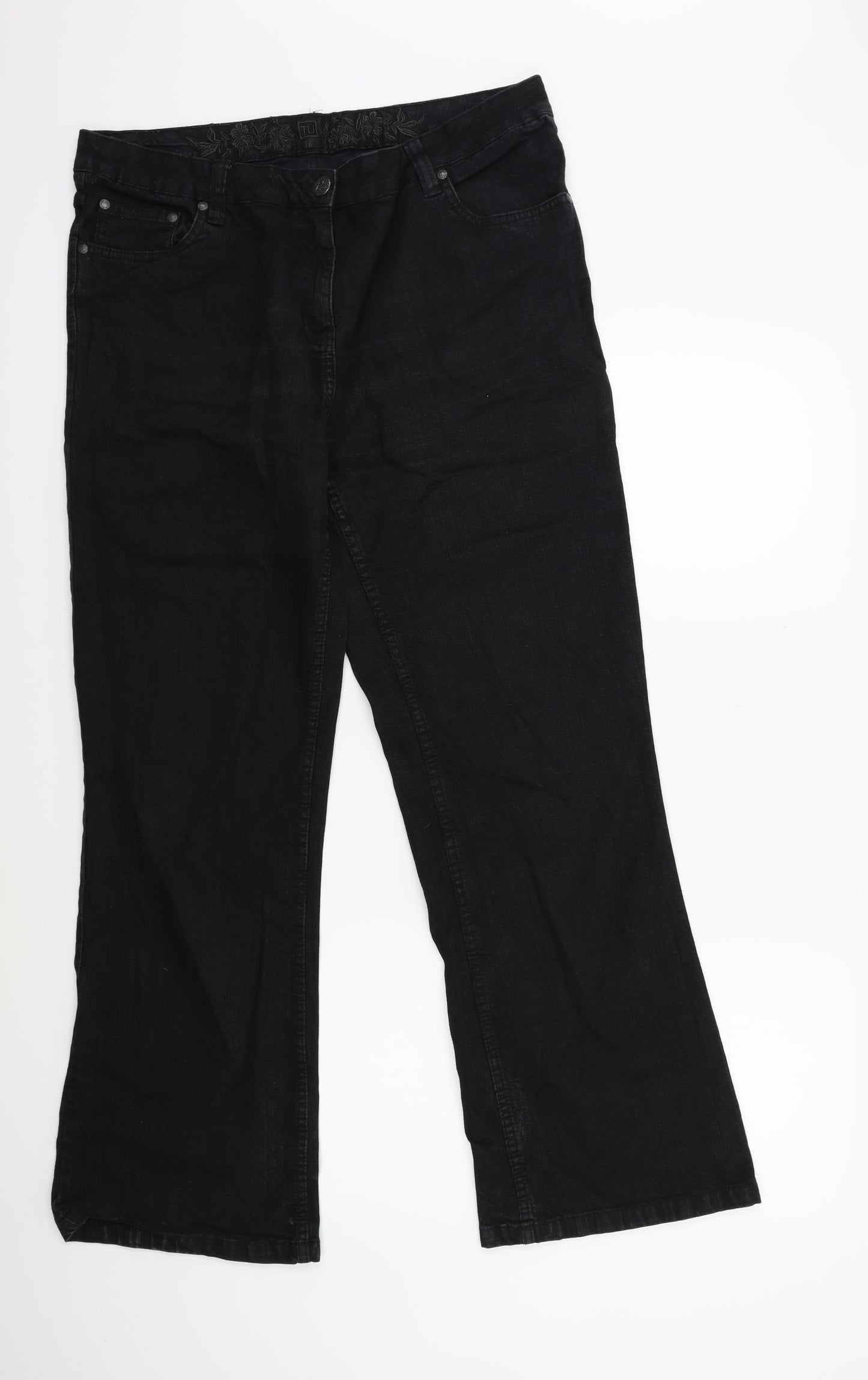 TU Womens Black  Denim Flared Jeans Size 16 L30 in