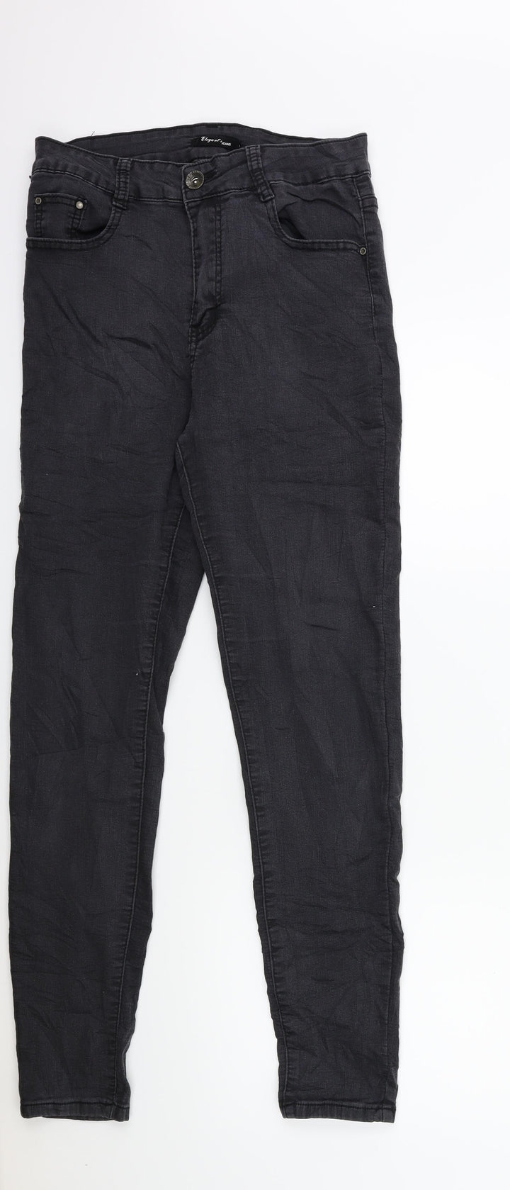 Preworn Womens Grey  Denim Skinny Jeans Size 14 L28 in