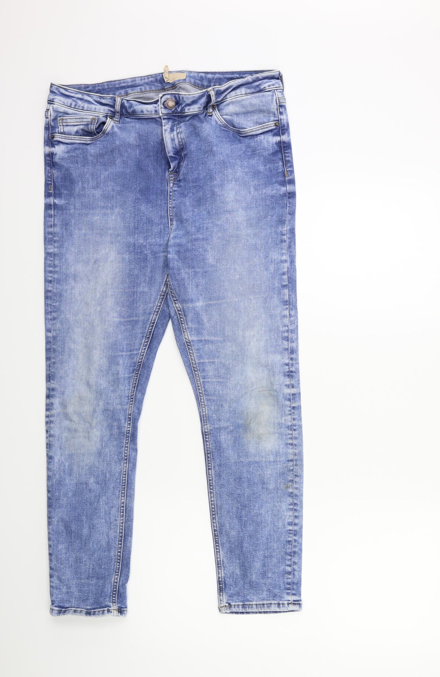 Topshop Womens Blue  Denim Skinny Jeans Size 34 in L30 in - Acid wash