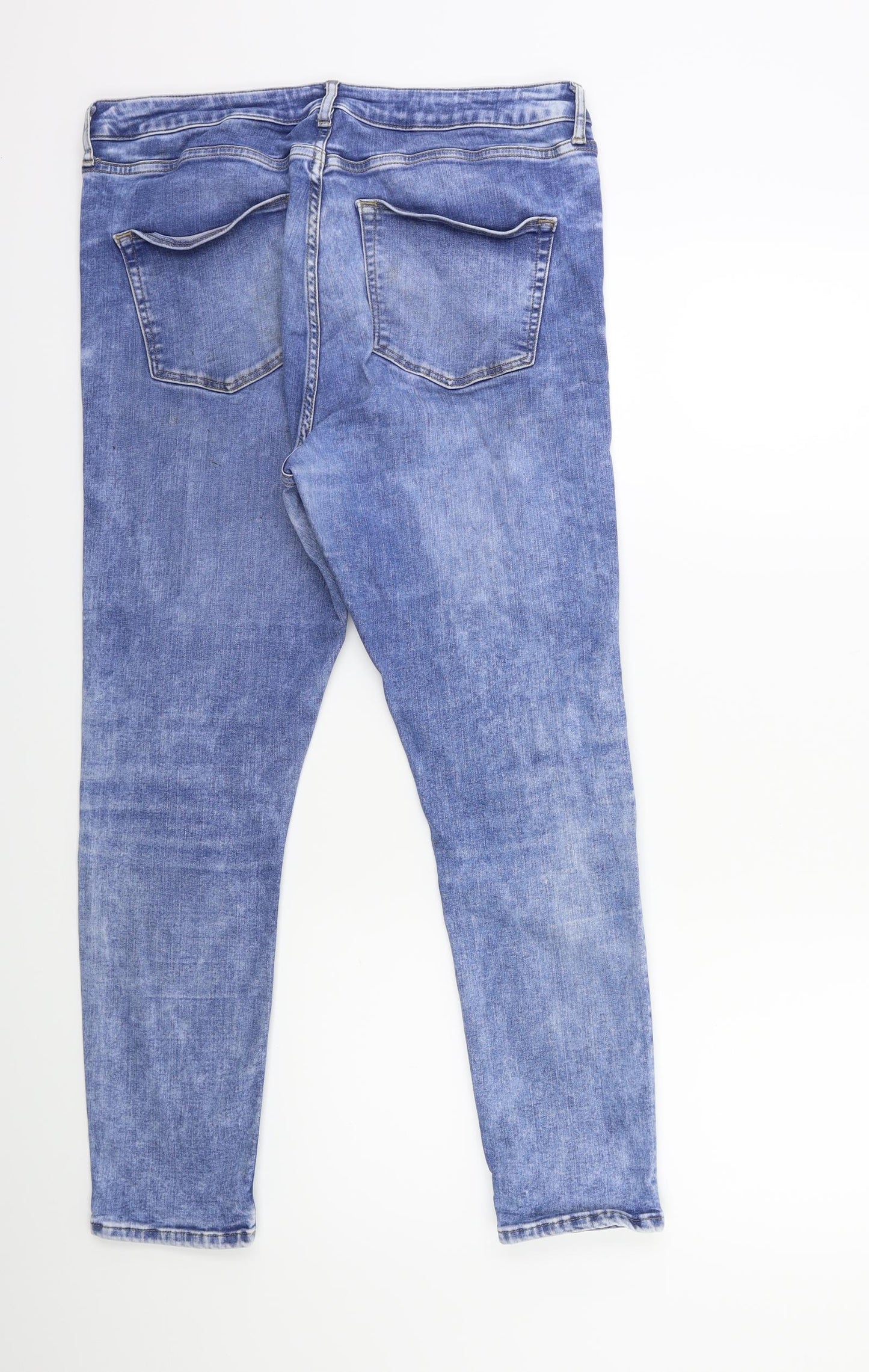 Topshop Womens Blue  Denim Skinny Jeans Size 34 in L30 in - Acid wash