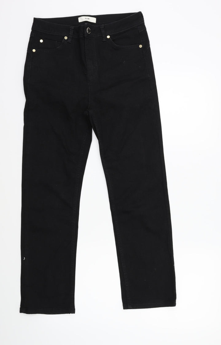 Preworn Womens Black  Denim Straight Jeans Size 26 in L25 in