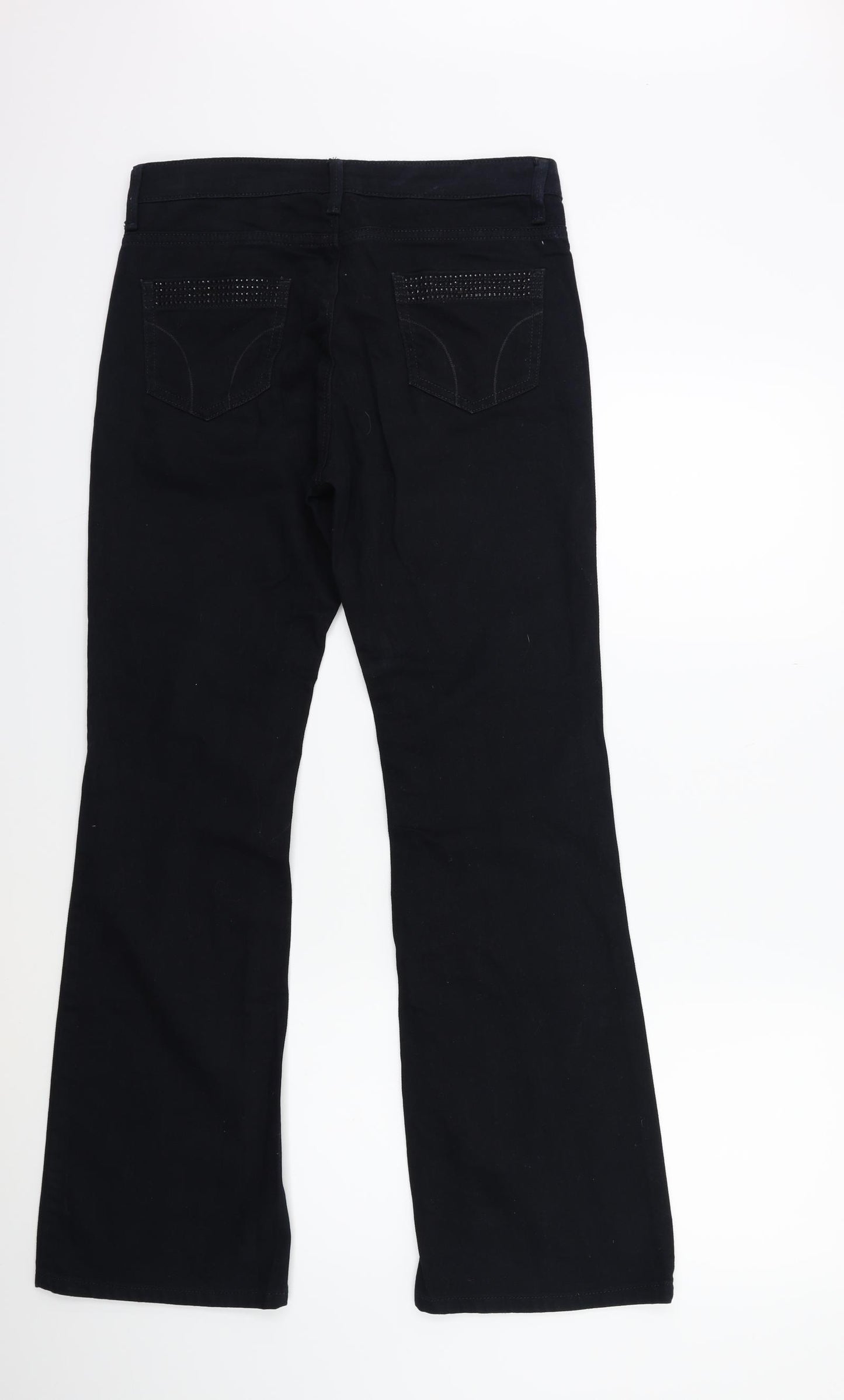 Marks and Spencer Womens Black  Denim Flared Jeans Size 10 L30 in