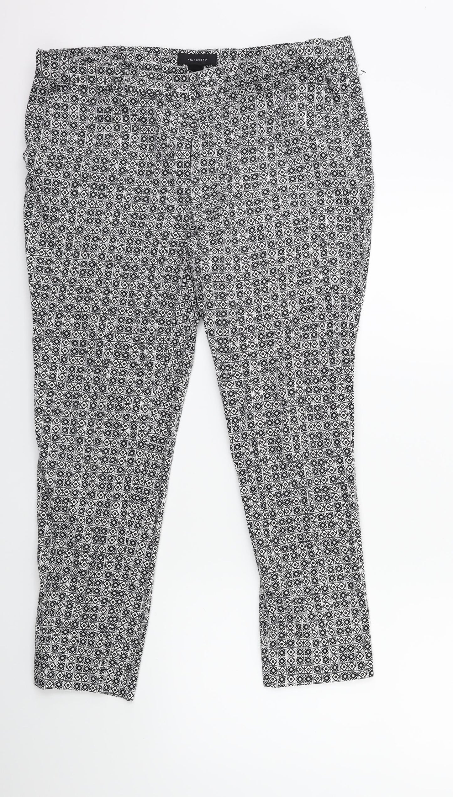 Atmosphere Womens Black Geometric  Trousers  Size 16 L26 in
