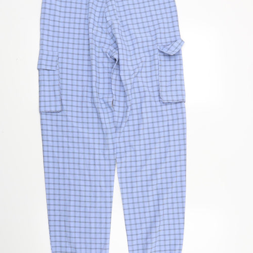 Missguided Womens Blue Check  Trousers  Size 8 L30 in