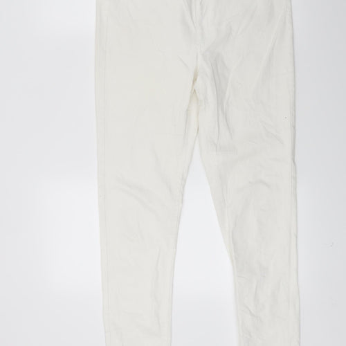 Divided Womens White  Denim Skinny Jeans Size 14 L28 in
