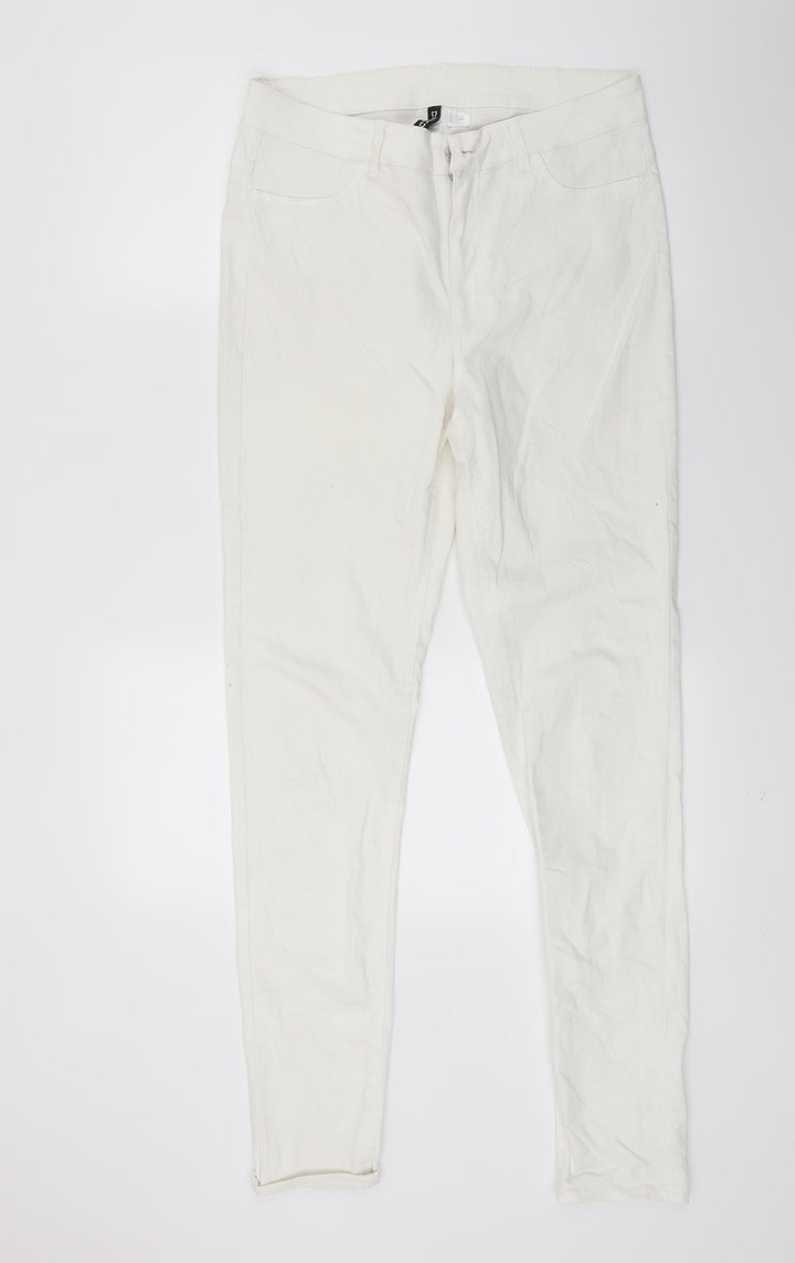 Divided Womens White  Denim Skinny Jeans Size 14 L28 in