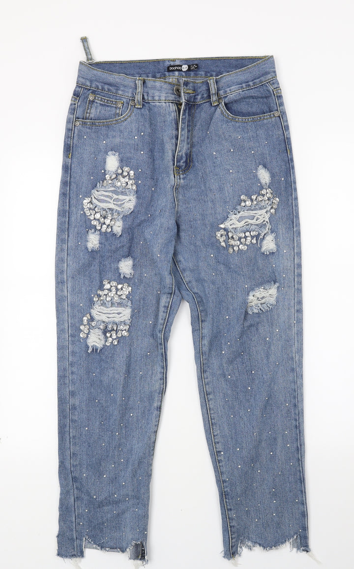 Boohoo Womens Blue Denim Skinny Jeans Size 10 L23 in