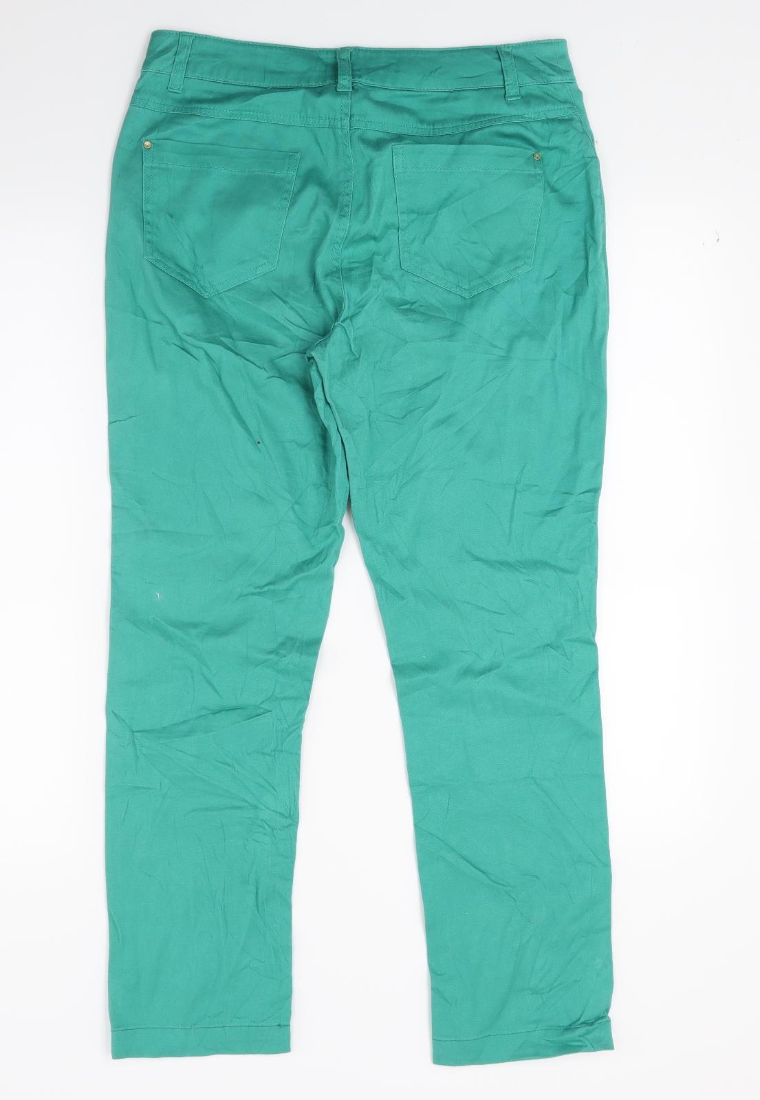 Charles Jogule Womens Green  Denim Capri Jeans Size 8 L23 in