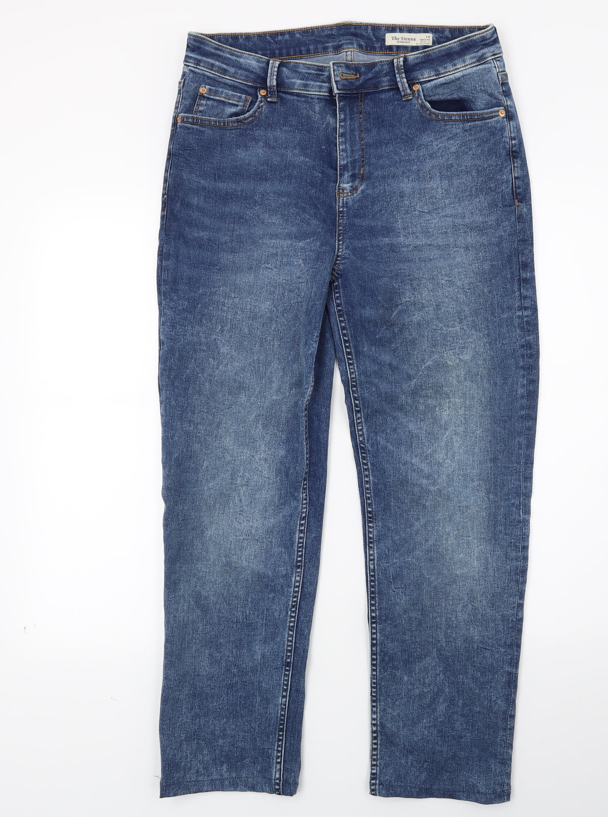 Marks and Spencer Womens Blue  Denim Straight Jeans Size 14 L25 in