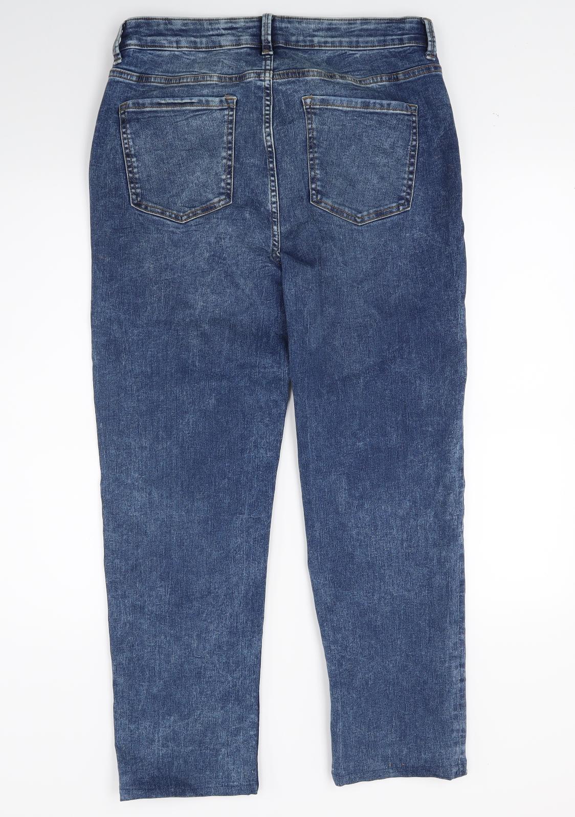 Marks and Spencer Womens Blue  Denim Straight Jeans Size 14 L25 in