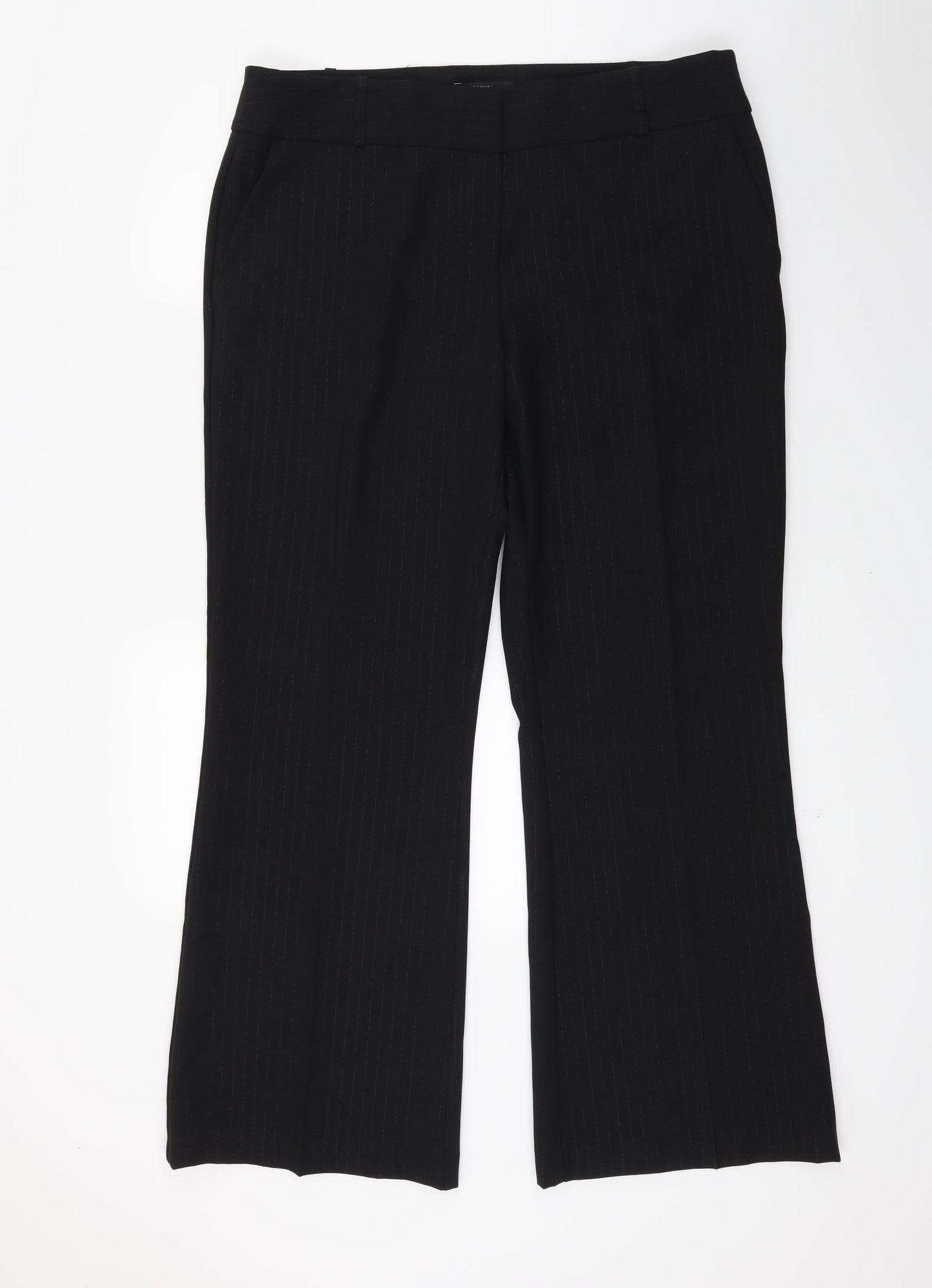 George Womens Black Striped  Trousers  Size 16 L26 in