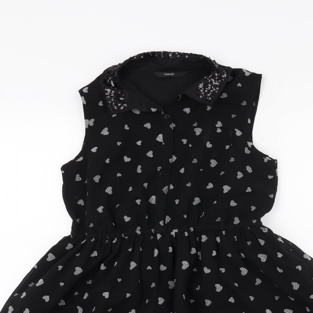 George Girls Black   Fit & Flare  Size 11-12 Years