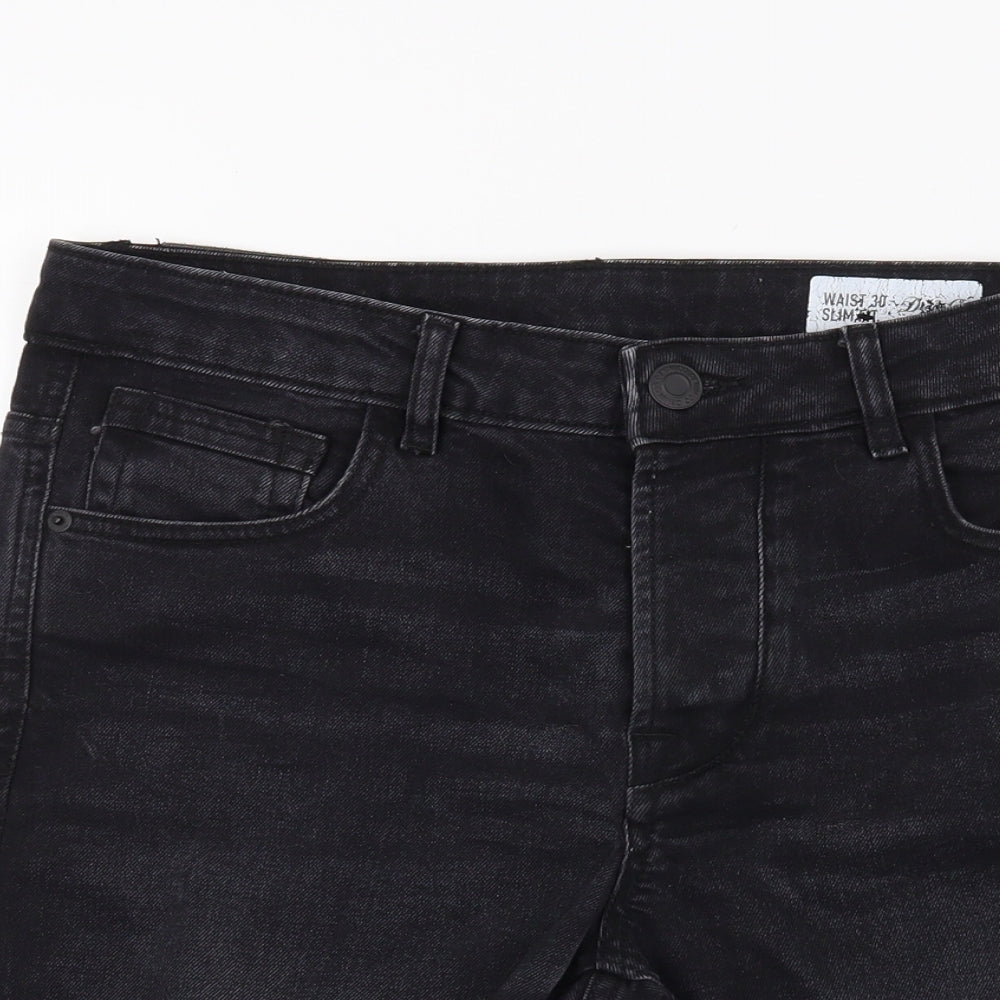 Primark Mens Black  Denim Chino Shorts Size 30 in