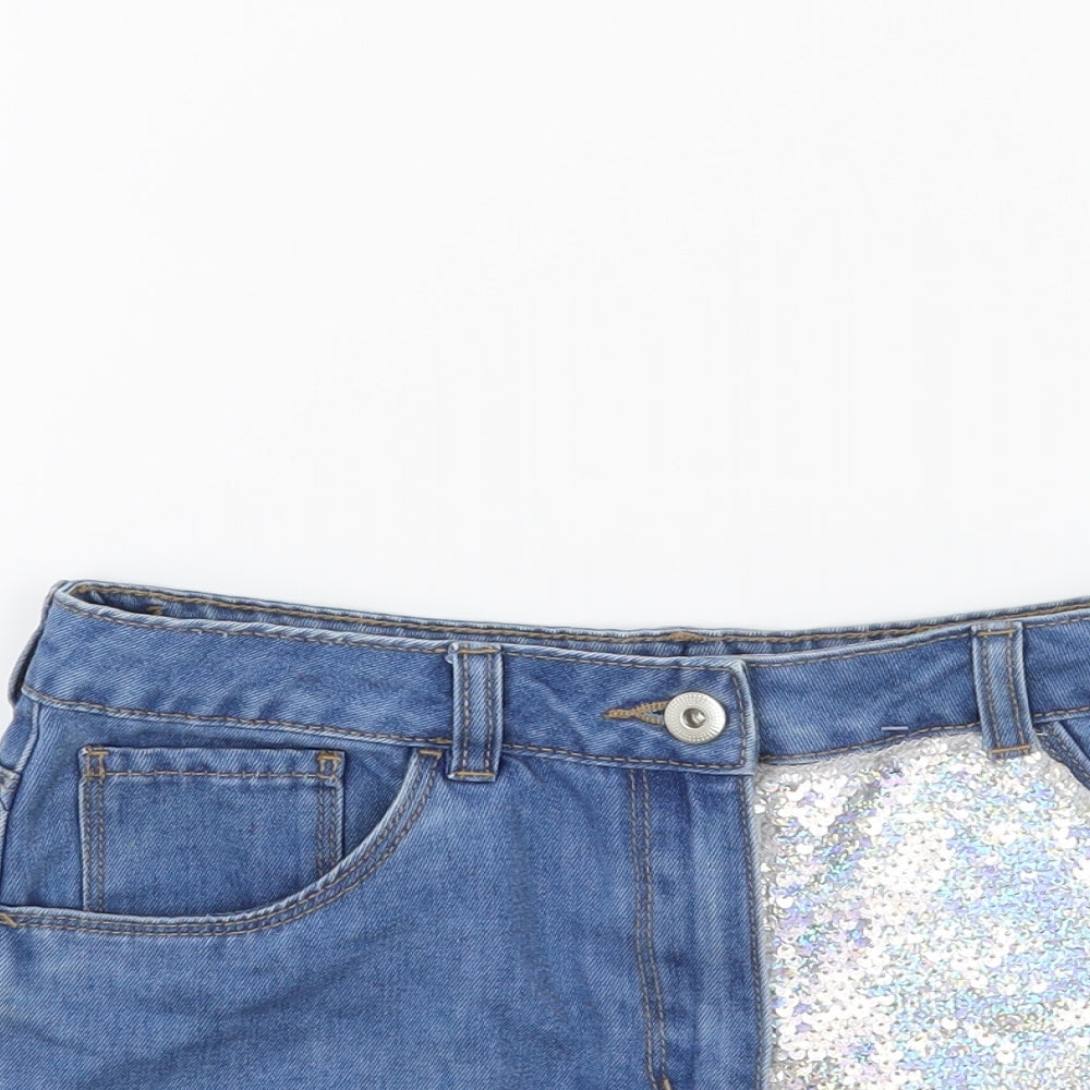 George Girls Blue  Denim Cut-Off Shorts Size 11-12 Years