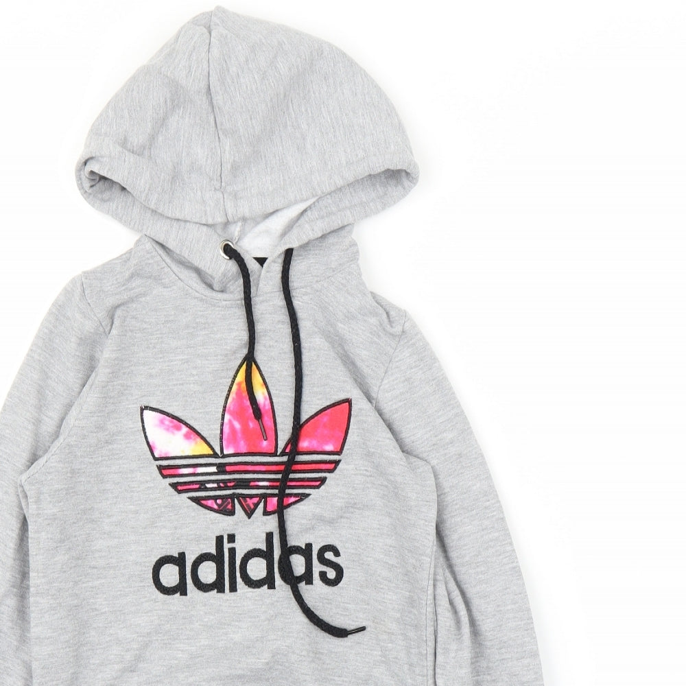 adidas Girls Grey   Pullover Hoodie Size 9 Years