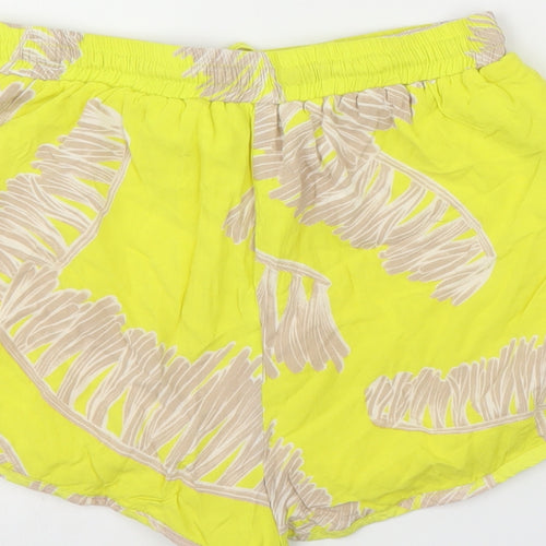 Missguided Womens Yellow Floral  Cut-Off Shorts Size 10