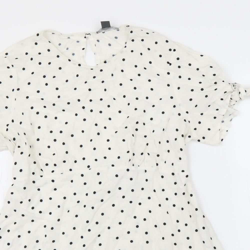 Primark Womens White Polka Dot  A-Line  Size 18