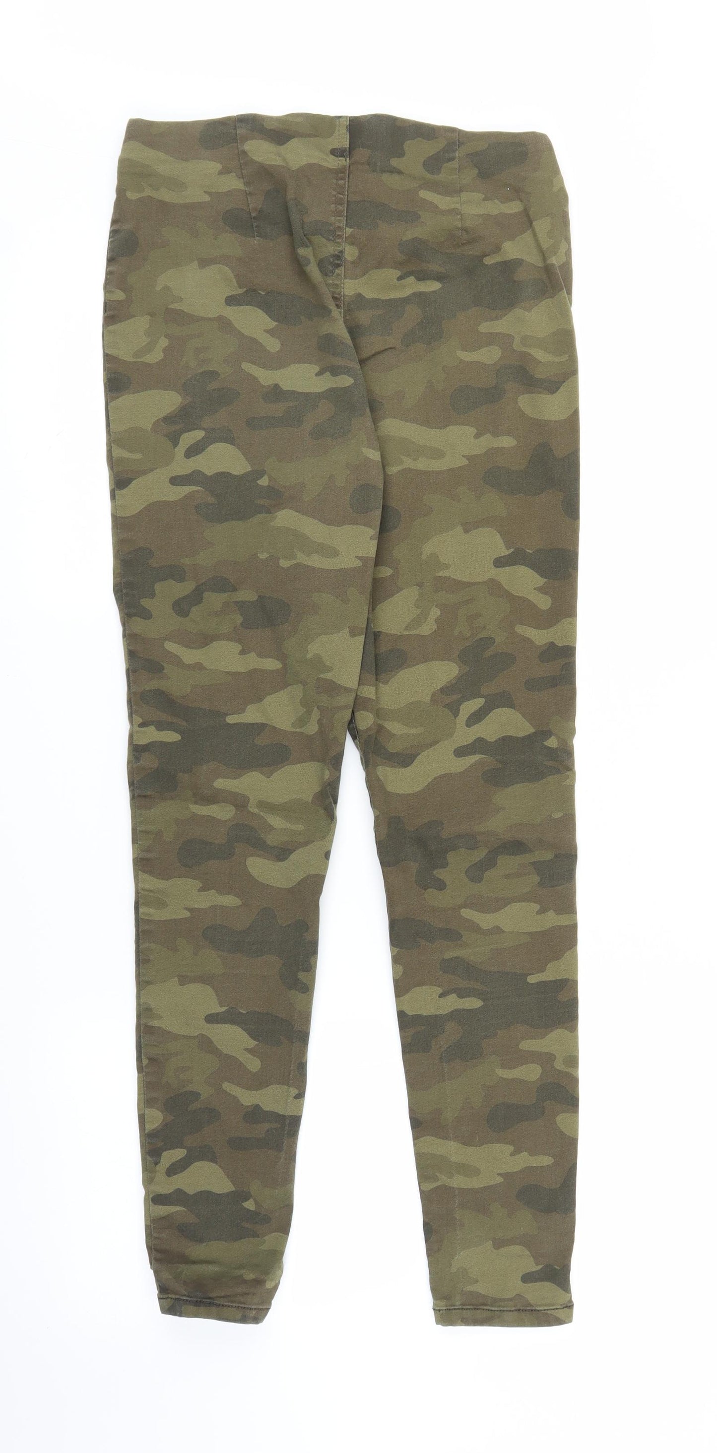 F&F Womens Green Camouflage Denim Jegging Jeans Size 14 L28 in