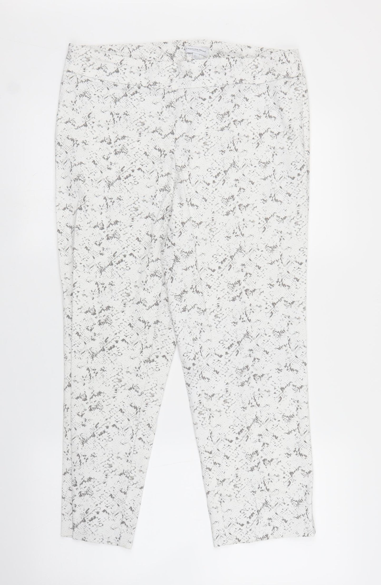 Carolina Belle Womens White Animal Print  Pedal Pusher Trousers Size 14 L24 in - Snake print