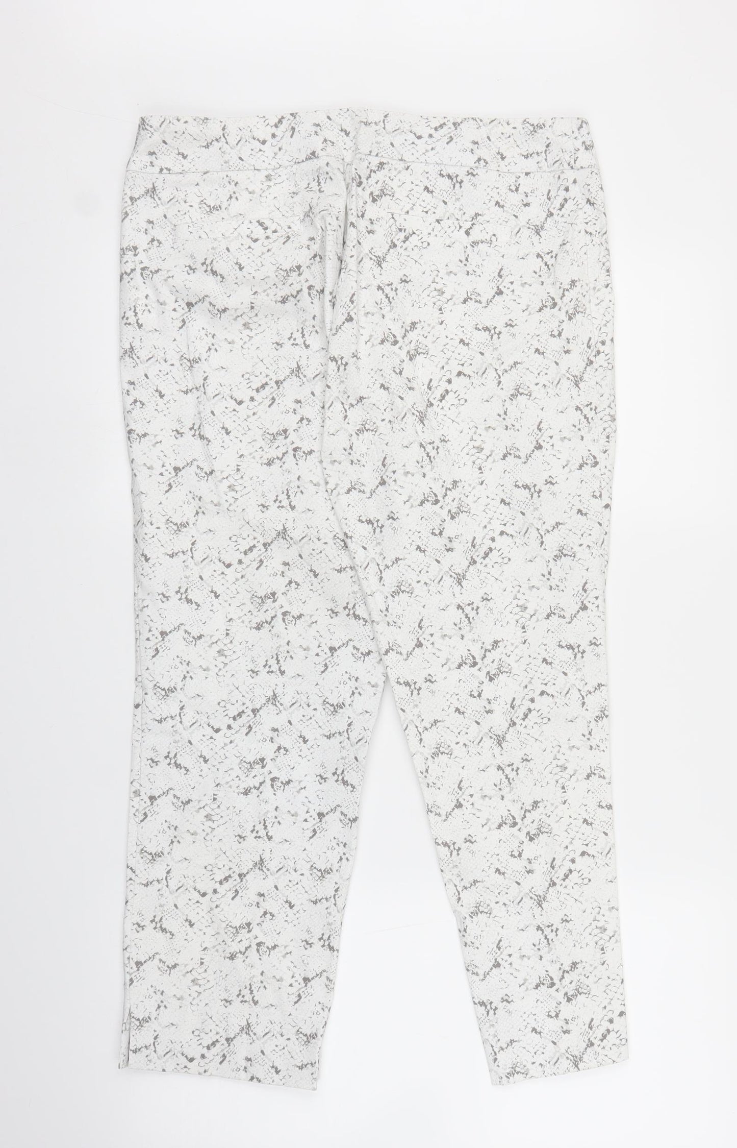 Carolina Belle Womens White Animal Print  Pedal Pusher Trousers Size 14 L24 in - Snake print