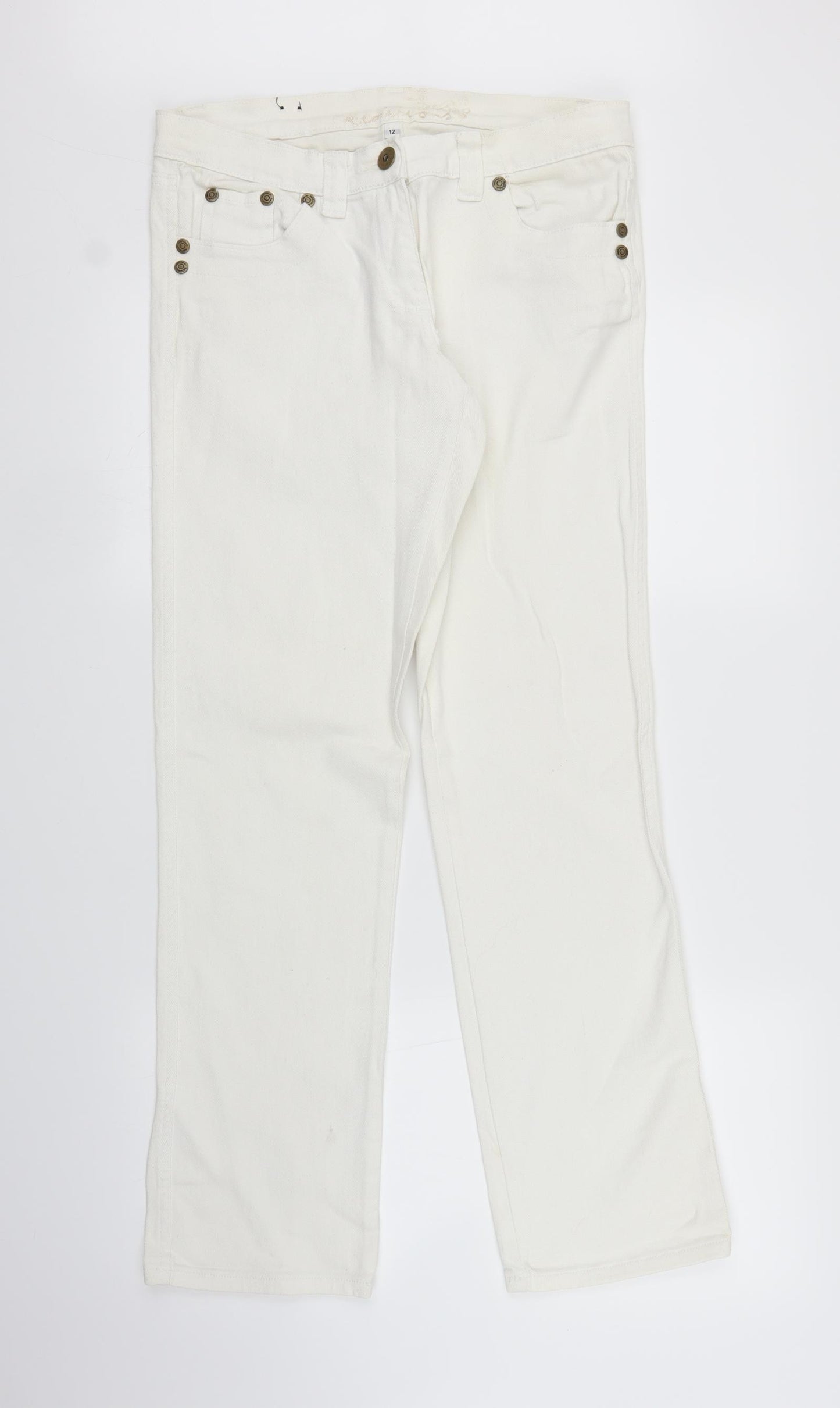 Editions Womens White  Denim Straight Jeans Size 12 L29 in