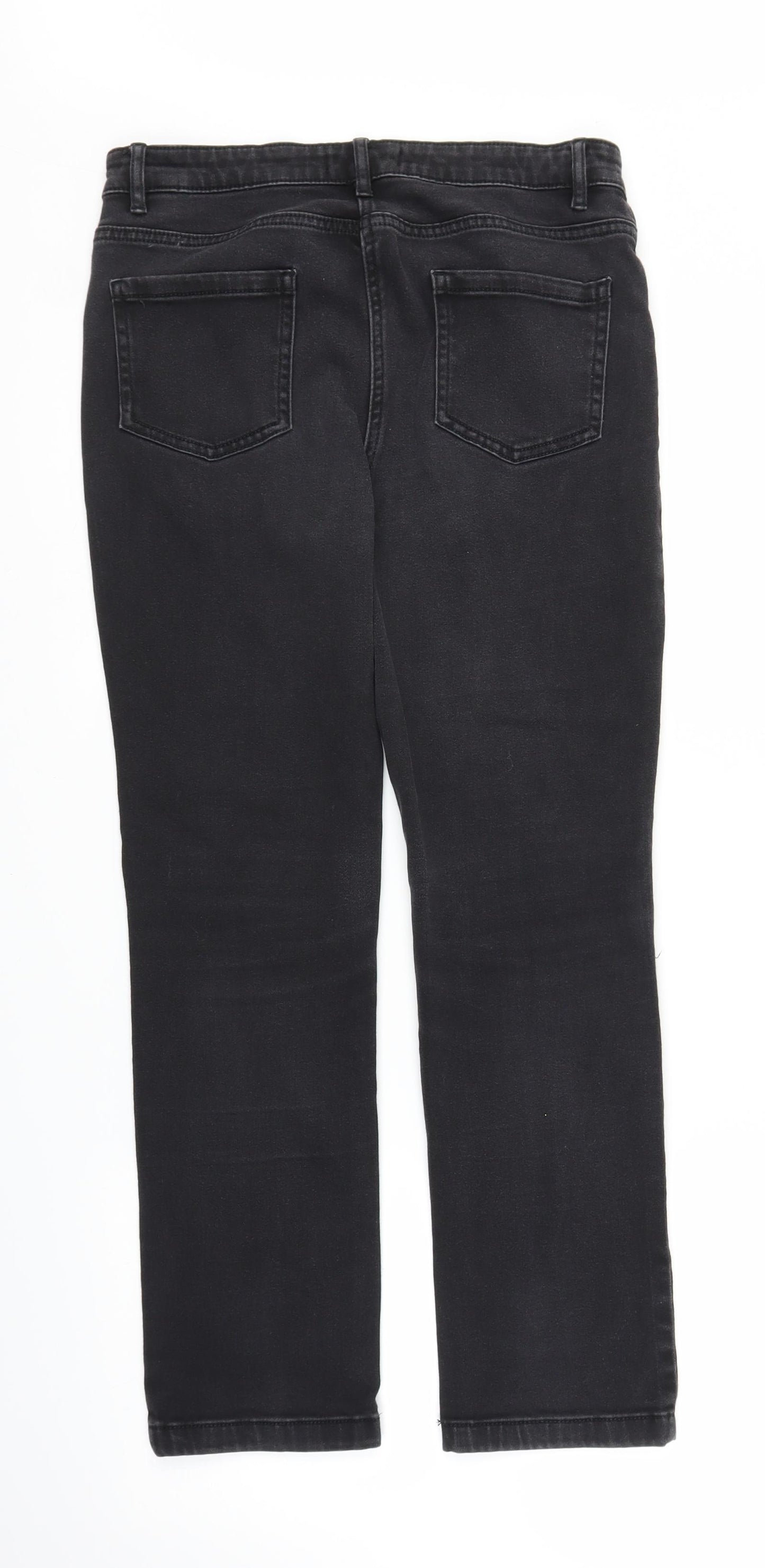 M&S Womens Black  Denim Straight Jeans Size 12 L26 in
