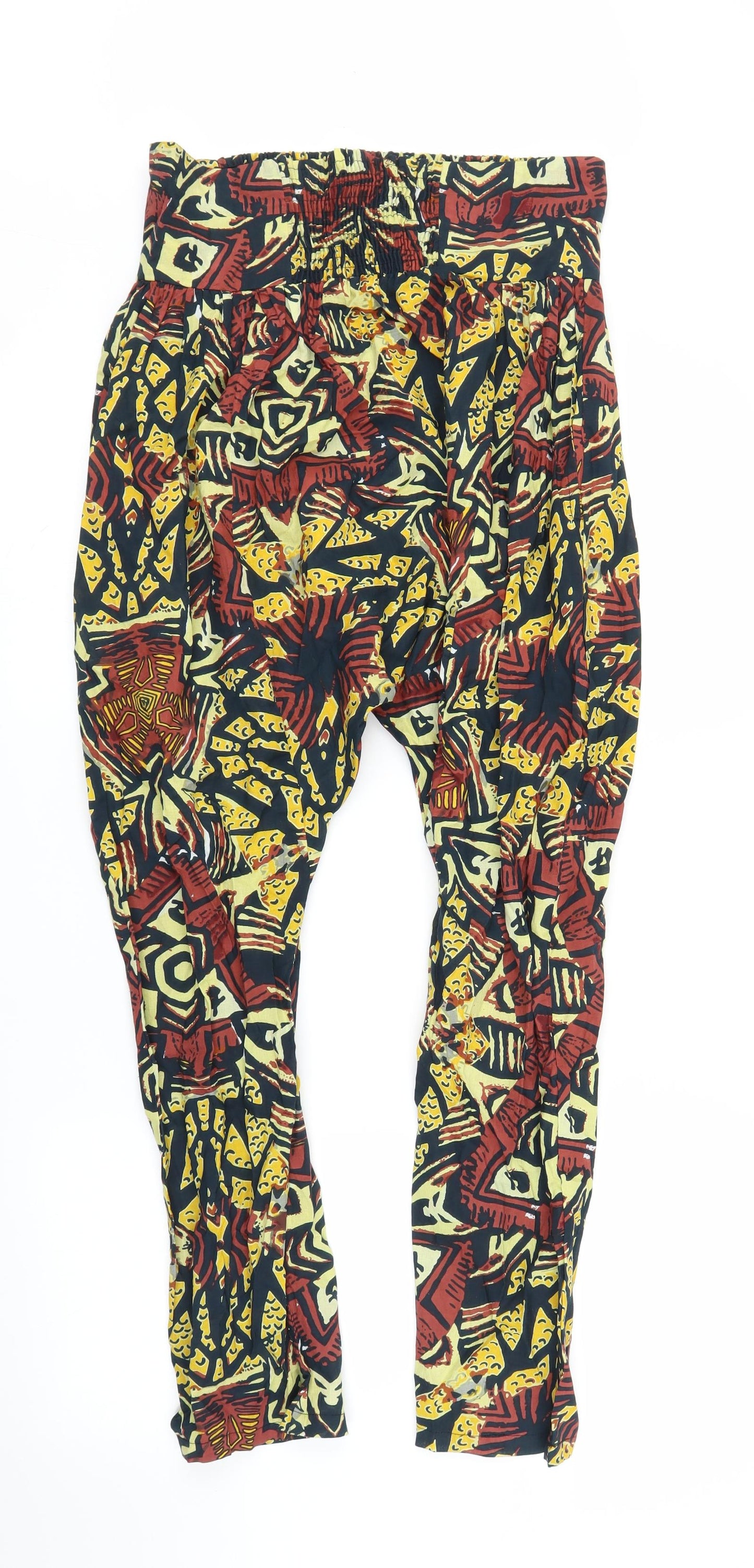 Miss Posh Womens Brown Geometric  Harem Trousers Size M L24 in