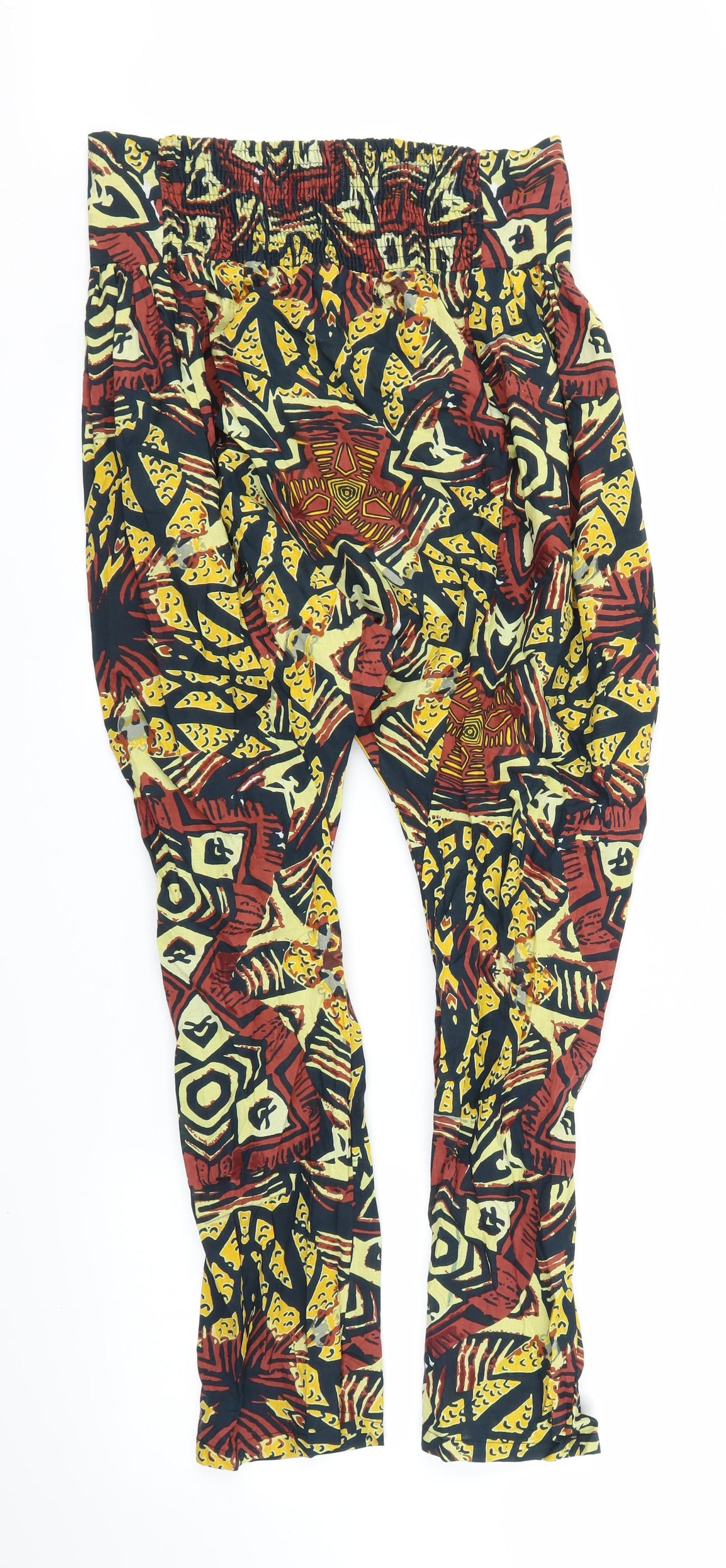 Miss Posh Womens Brown Geometric  Harem Trousers Size M L24 in