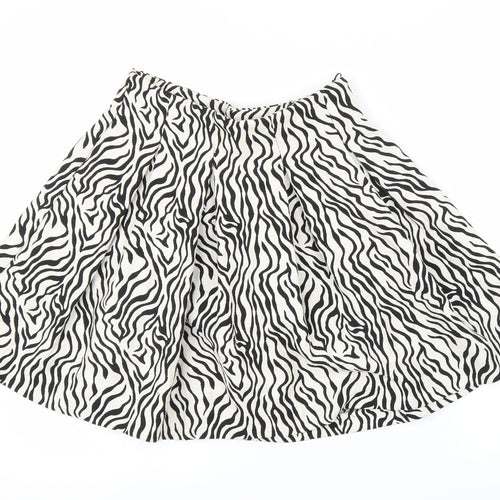 H&M Womens White Animal Print  A-Line Skirt Size 8