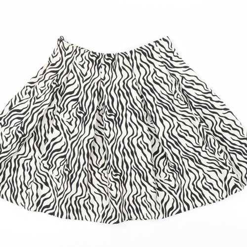 H&M Womens White Animal Print  A-Line Skirt Size 8