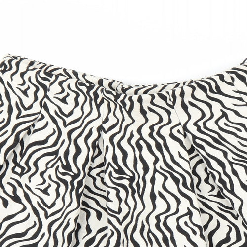 H&M Womens White Animal Print  A-Line Skirt Size 8