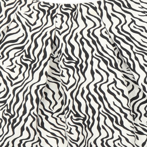 H&M Womens White Animal Print  A-Line Skirt Size 8