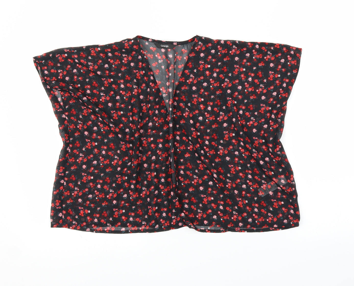George` Girls Red Floral  Kimono Blouse Size 5-6 Years