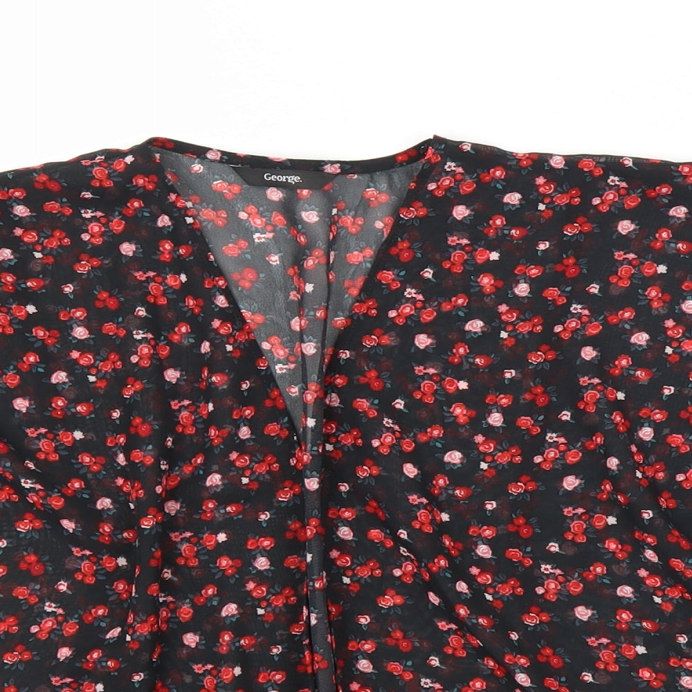 George` Girls Red Floral  Kimono Blouse Size 5-6 Years