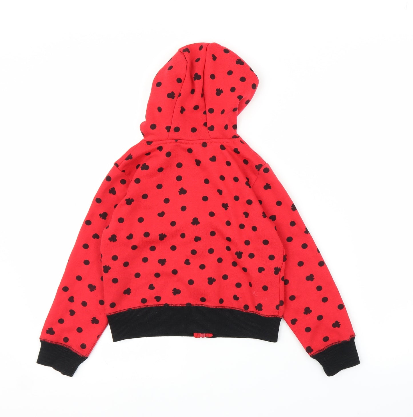 Disney Girls Red Spotted  Full Zip Hoodie Size 5-6 Years  - Minnie Mouse