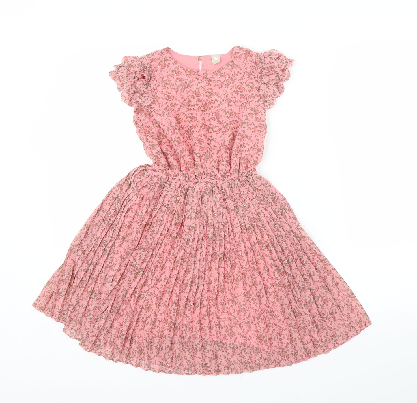 TU Girls Pink Floral  A-Line  Size 6 Years  - Pleated